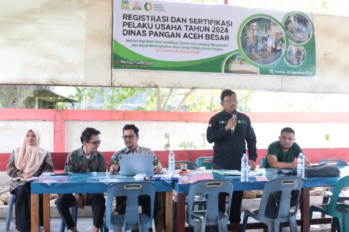 Dinas Pangan Aceh Besar Lakukan Sosialisasi Registrasi dan Sertifikasi Pelaku Usaha dan Keamanan Pangan