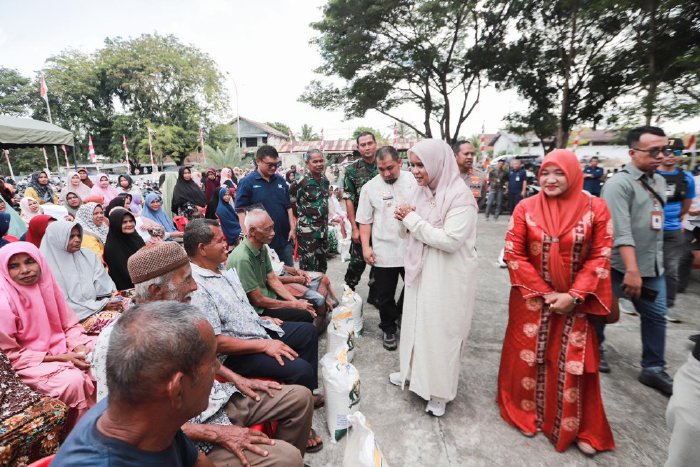 Pj Bupati dan Pj Ketua TP PKK Aceh Launching Perdana Penyaluran Cadangan Pangan Pemerintah Tahap ke-3 di Blang Bintang