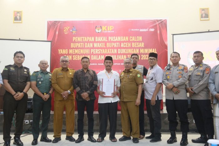 Wakili Pj Bupati, Kaban Kesbangpol Aceh Besar Hadiri Penetapan Bakal Paslon Bupati dan Wakil Bupati Aceh Besar