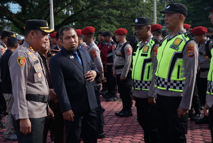 Pj Bupati Muhammad Iswanto Hadiri Apel Serpas Pengamanan TPS di Mapolres Aceh Besar