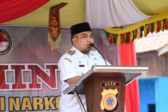 Pj Bupati Aceh Besar Hadiri Lauching Kampung Bebas Narkoba di Gampong Lam Sabang